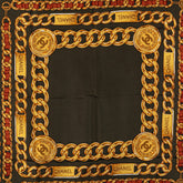 シャネル チェーン モチーフ スカーフ カーキ ゴールド マルチカラー シルク レディース CHANEL 【中古】